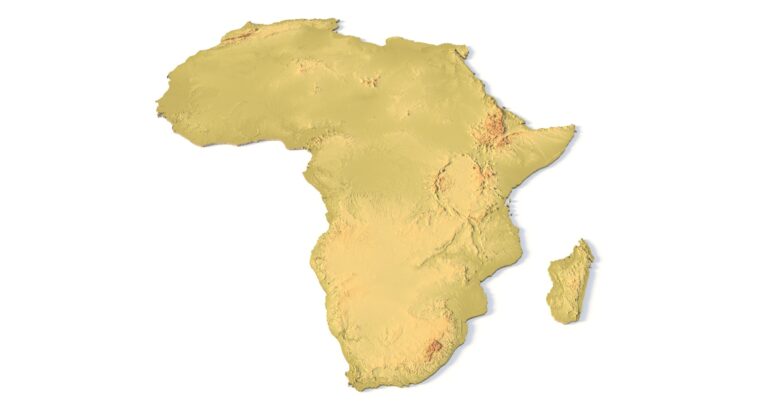 Wooden Africa 3D map made from terrain STL