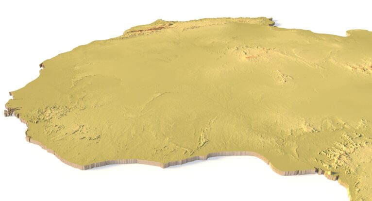 Africa terrain elevation exaggeration STL model