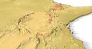 Closed base Africa topographic STL model