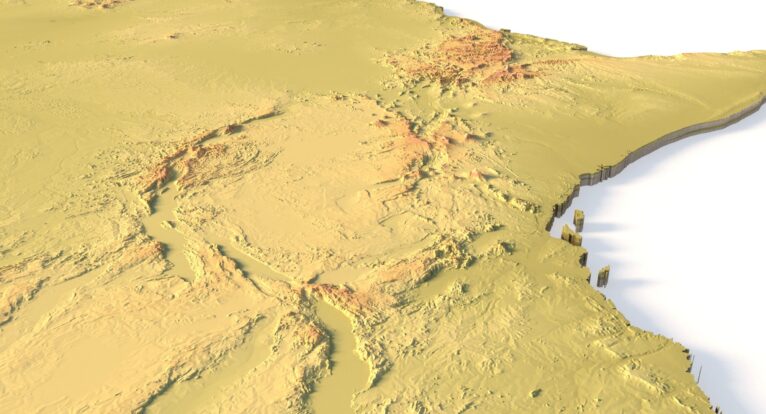 Closed base Africa topographic STL model