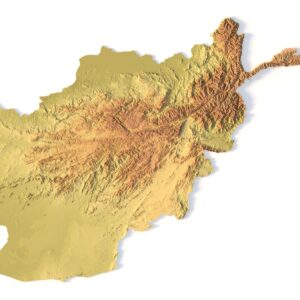 Wooden Afghanistan relief map carved on CNC machine, natural finish
