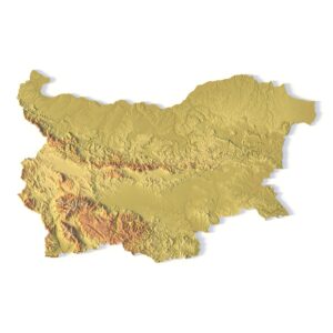 3D terrain model of Bulgaria in STL format, front view