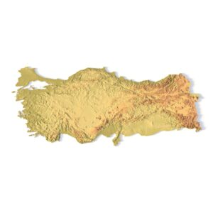 3D terrain model of Turkey in STL format, front view
