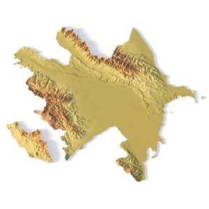 Full 3D STL model of Azerbaijan showing terrain detail