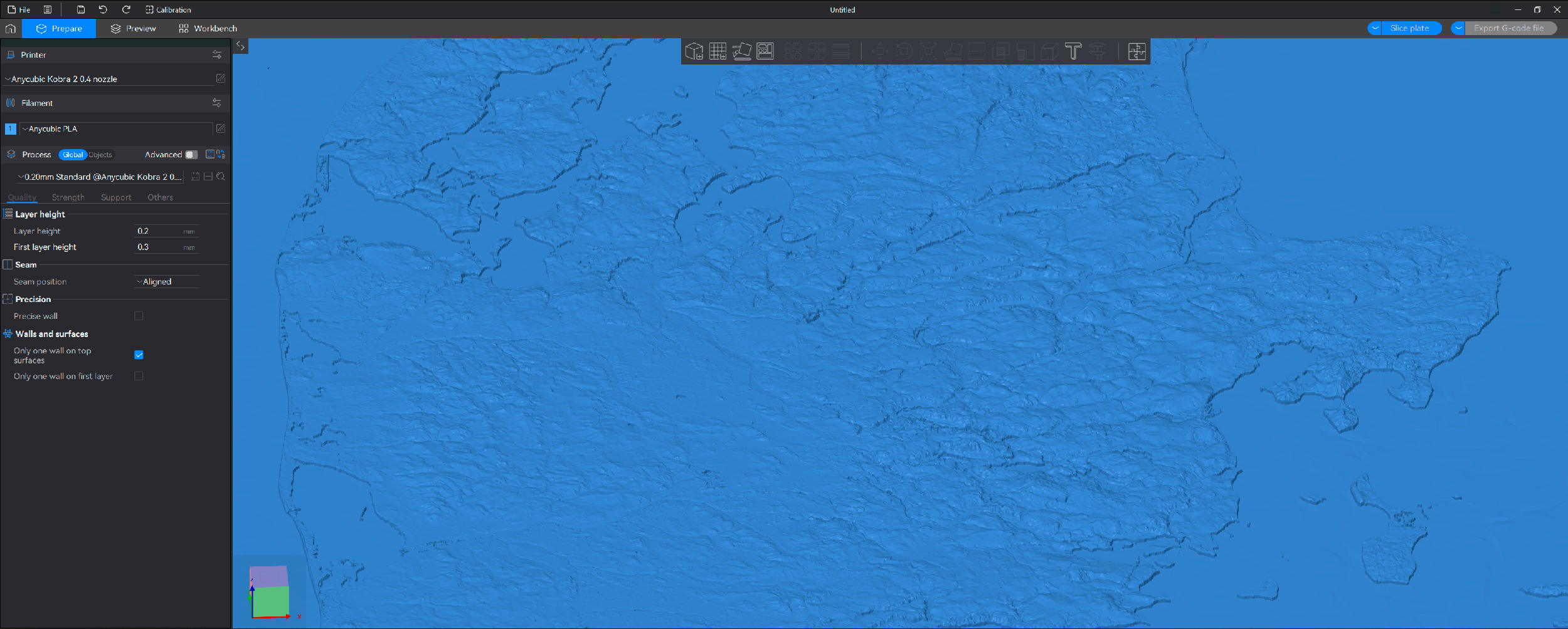 Height-detailed Denmark terrain model ready for CNC and FDM printing