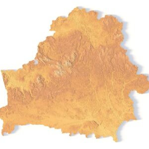 Close-up of Belarus terrain in STL model