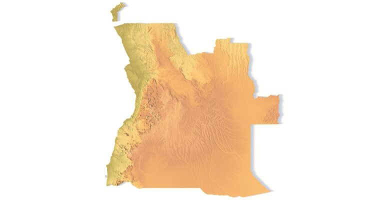 Topographic contour lines of Angola in STL file