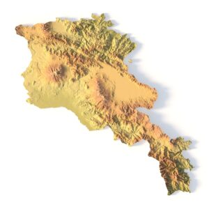 Detailed 3D terrain of Armenia with contour line structure