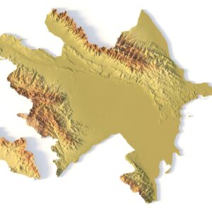 Azerbaijan elevation STL with detailed contour lines