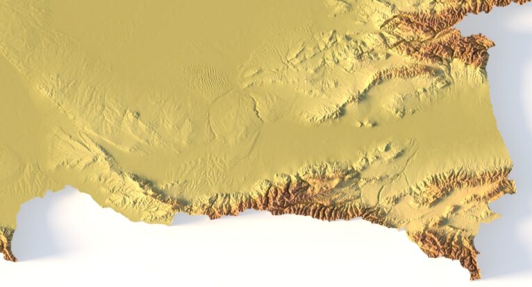 Digital elevation terrain of Kazakhstan in STL format