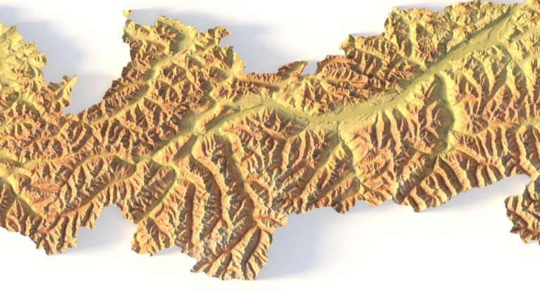 Austria 3D topographic map for SLA and FDM printing