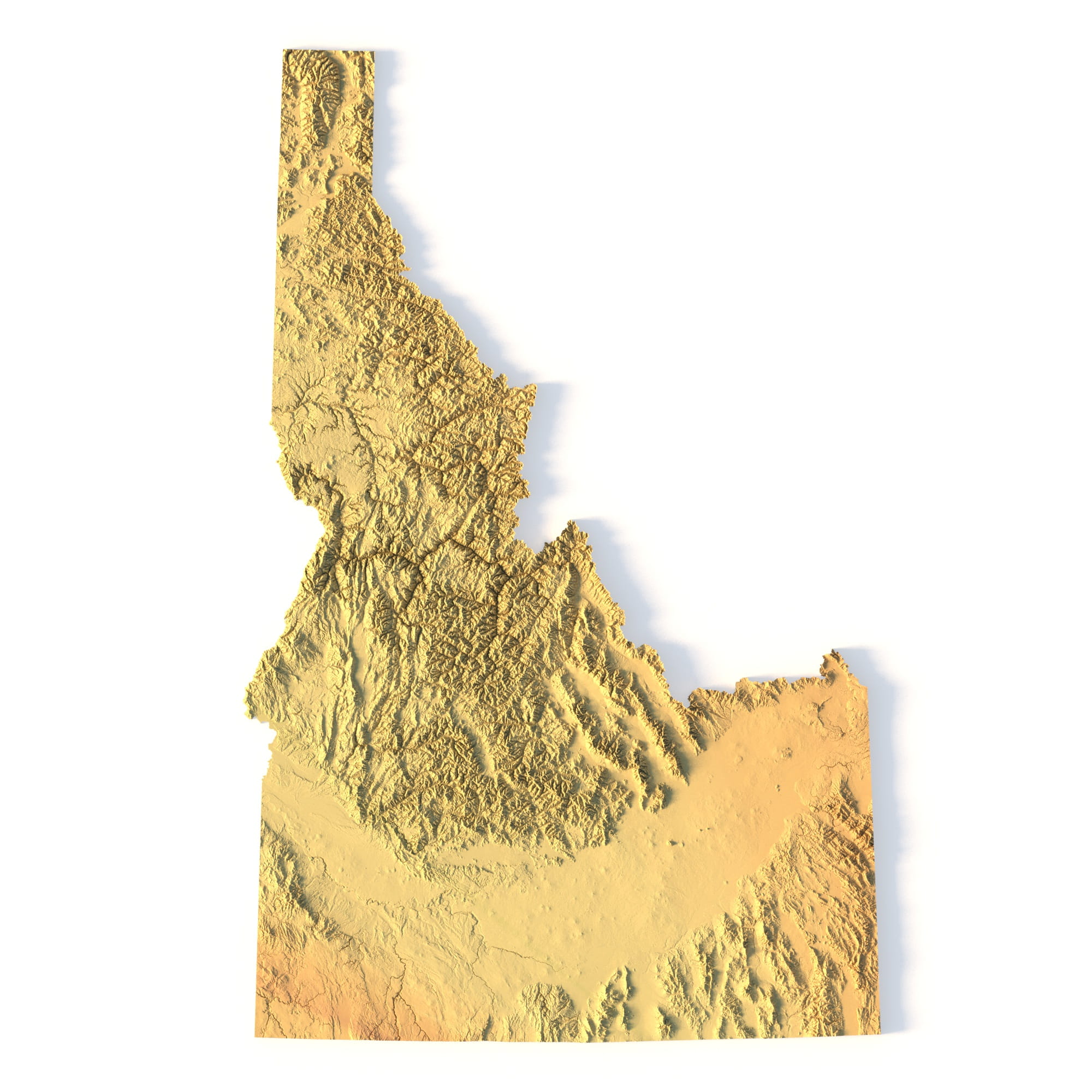 Idaho Topographic Map STL 3D Terrain Model Idaho topographic map STL 3D terrain model