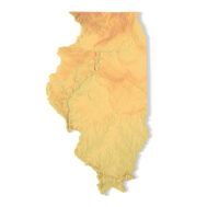 Illinois topographic map STL 3D terrain model