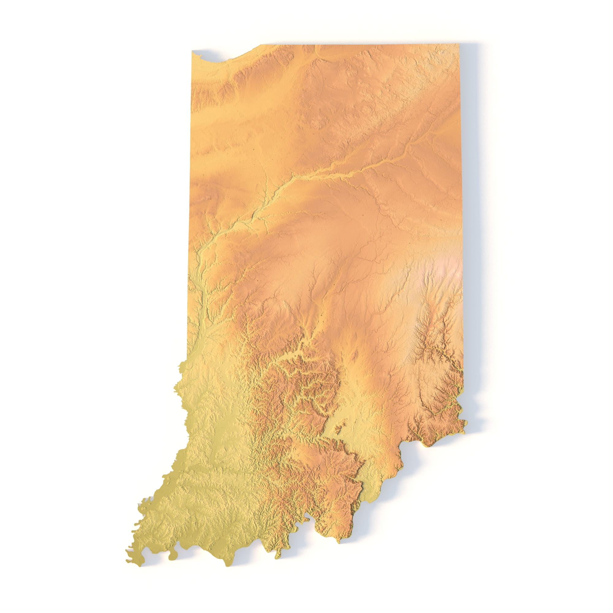 Indiana Topographic Map STL 3D Terrain Model Indiana topographic map STL 3D terrain model