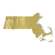 Massachusetts topographic map STL 3D terrain model