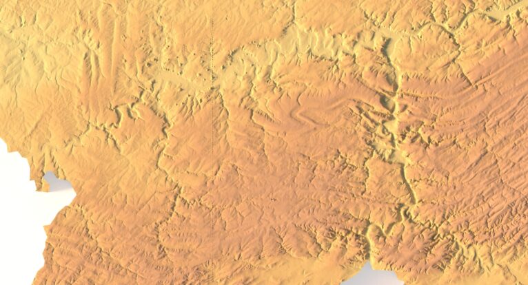 Close-up of Ardennes terrain in STL model