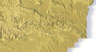 Close-up of Balkan Mountains terrain in STL model