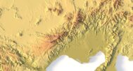 Close-up of Taurus Mountains terrain in STL model