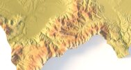Close-up of Kosovo’s mountainous terrain in STL model