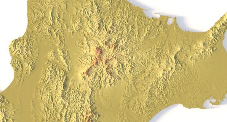 Close-up of Mt. Fuji terrain in STL model
