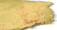 Close-up of Amazon Rainforest terrain in STL model