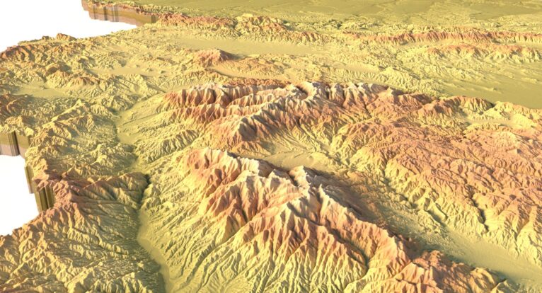 Side view of Bulgaria’s detailed STL terrain model