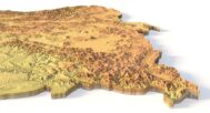Side view of Turkey’s detailed STL terrain model