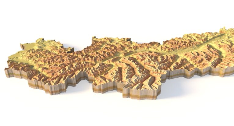 High-resolution mountain terrain of Austria in STL