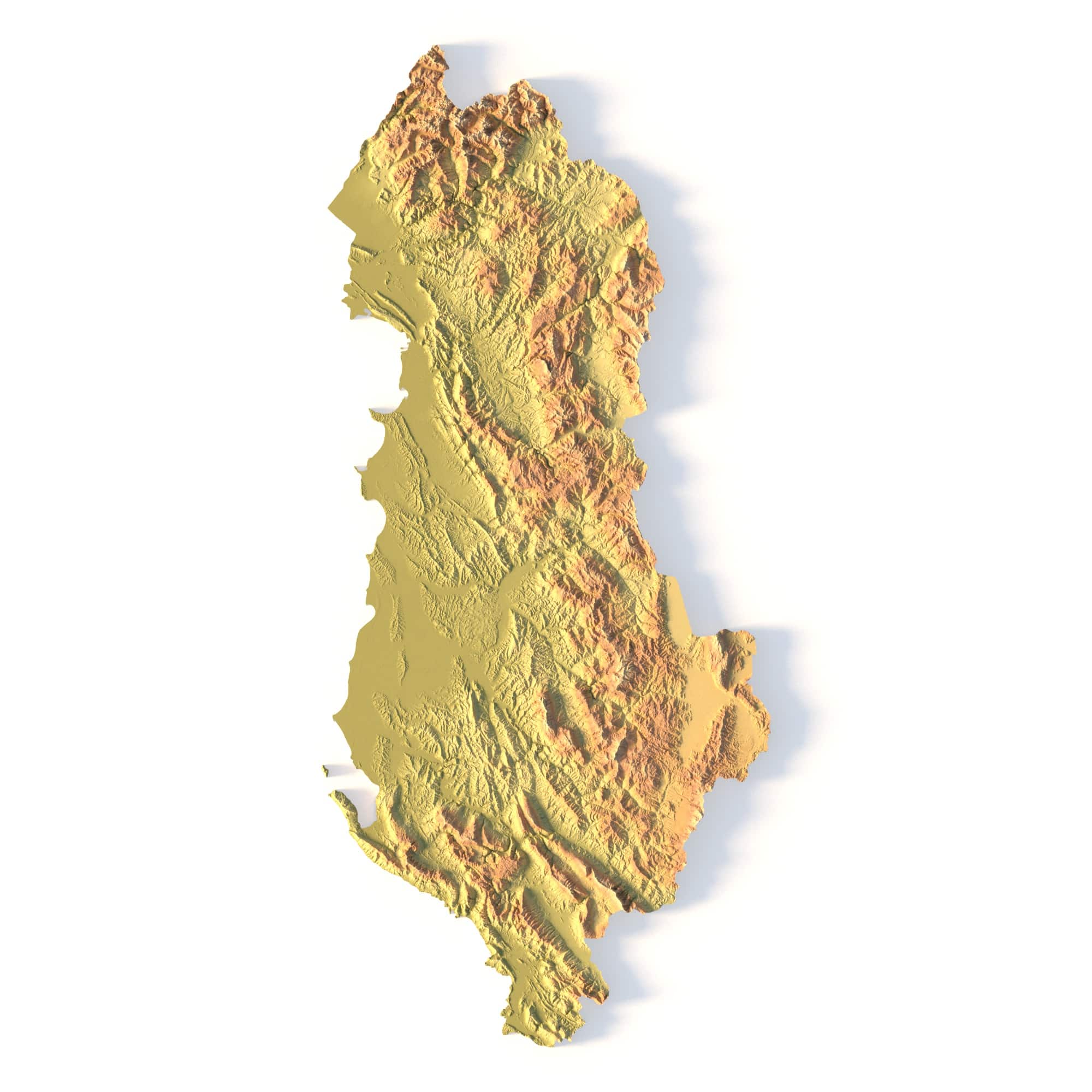 Albania Topographic Map 3D Model – Overview-min Albania Topographic Map – 3D Model for 3D Printing & CNC Carving - Image 1