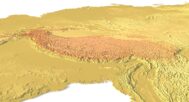 Angled view of Asia 3D topographic relief model for FDM & SLA printing