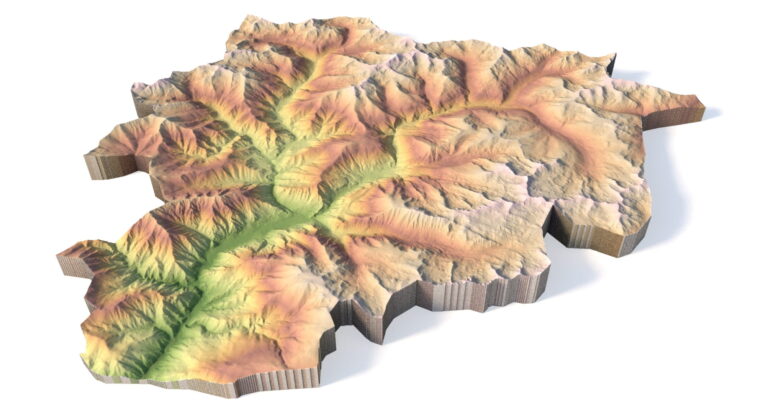 High-detail Andorra relief terrain STL model