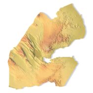 3D terrain model of Djibouti in STL format, front view