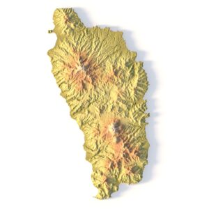 3D terrain model of Dominica in STL format, front view