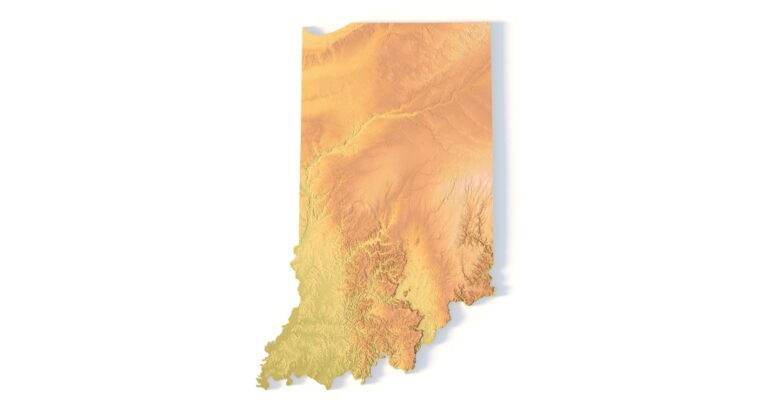 Indiana 3D terrain map STL for 3D printing