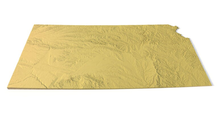 Detailed relief of Kansas terrain STL model