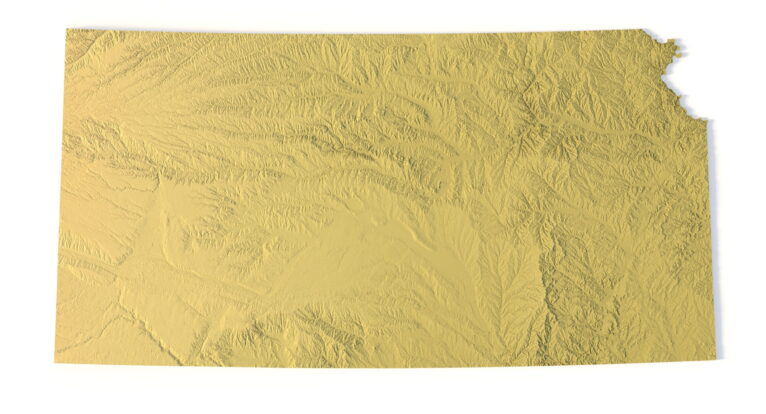 Kansas 3D terrain map STL for 3D printing