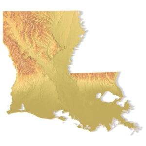 Louisiana 3D terrain map STL for 3D printing