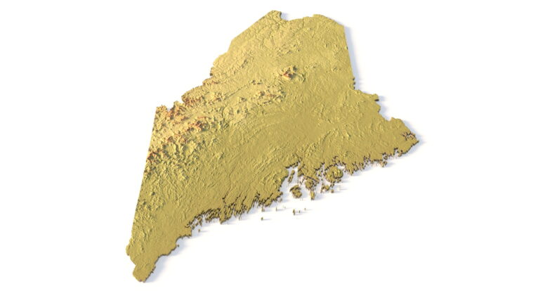 Detailed relief of Maine terrain STL model
