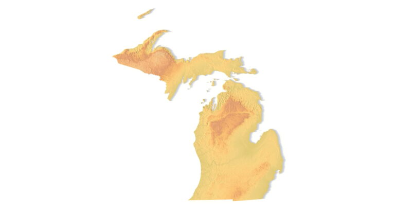 Michigan 3D terrain map STL for 3D printing