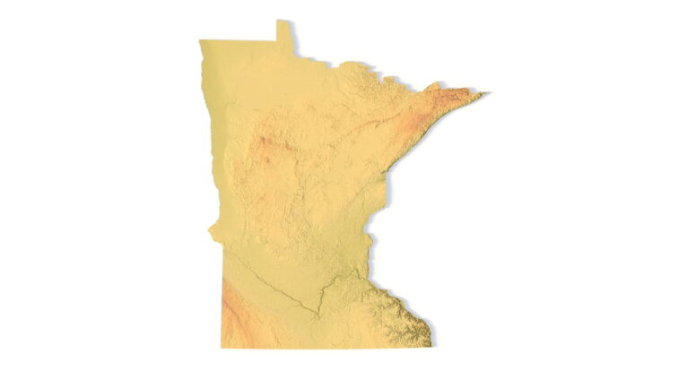Minnesota 3D terrain map STL for 3D printing