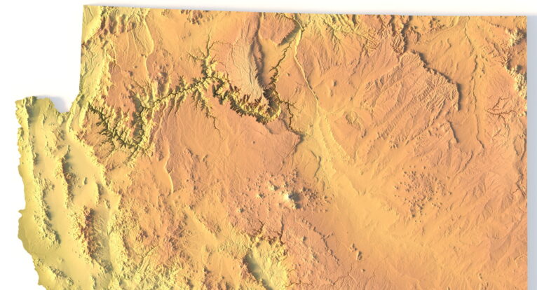 Arizona topographic map STL for CNC carving