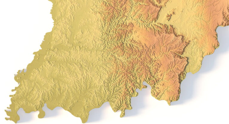 Indiana topographic map STL for CNC carving