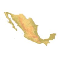 3D terrain model of Mexico in STL format, front view