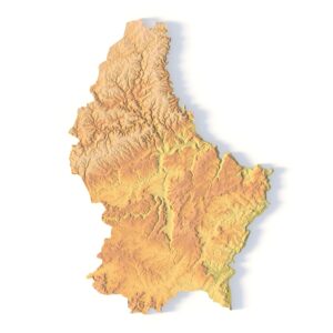 3D terrain model of Luxembourg in STL format, front view