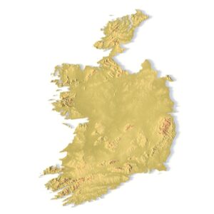 3D terrain model of Ireland in STL format, front view