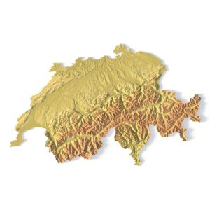 3D terrain model of Switzerland in STL format, front view