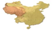 Isometric view of China’s 3D terrain STL map