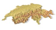 Isometric view of Switzerland’s 3D terrain STL map