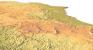 Side view of Mexico’s detailed STL terrain model