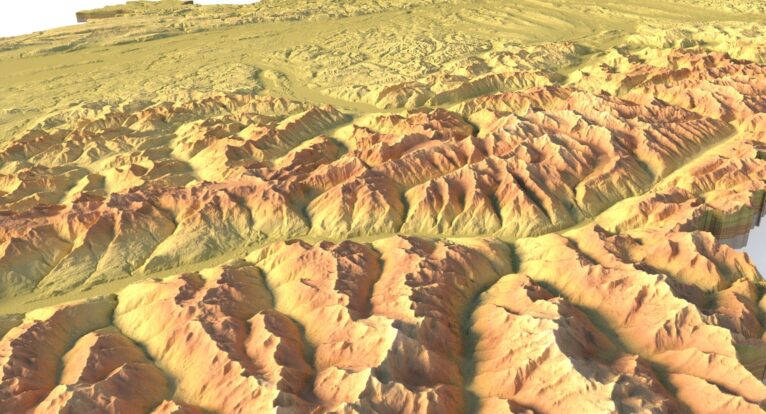 Side view of Switzerland’s detailed STL terrain model